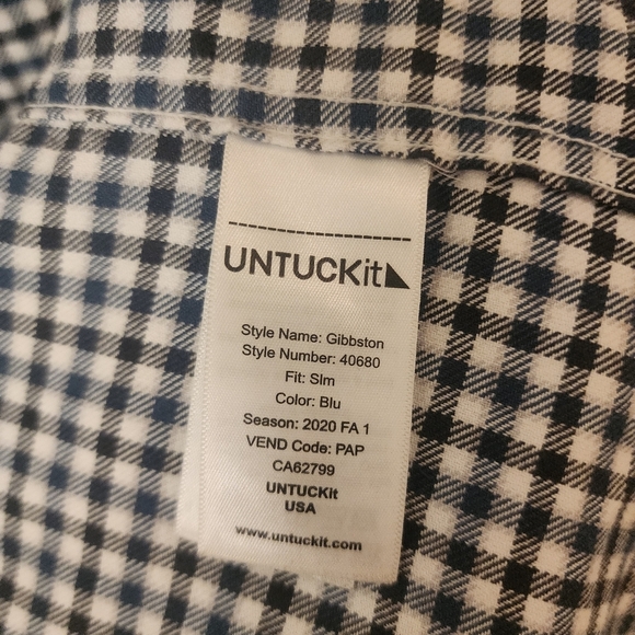 UNTUCKit Blu Gibbston Slim Fit 100% Cotton Button Down Dress Shirt Mens Large - Picture 4 of 7
